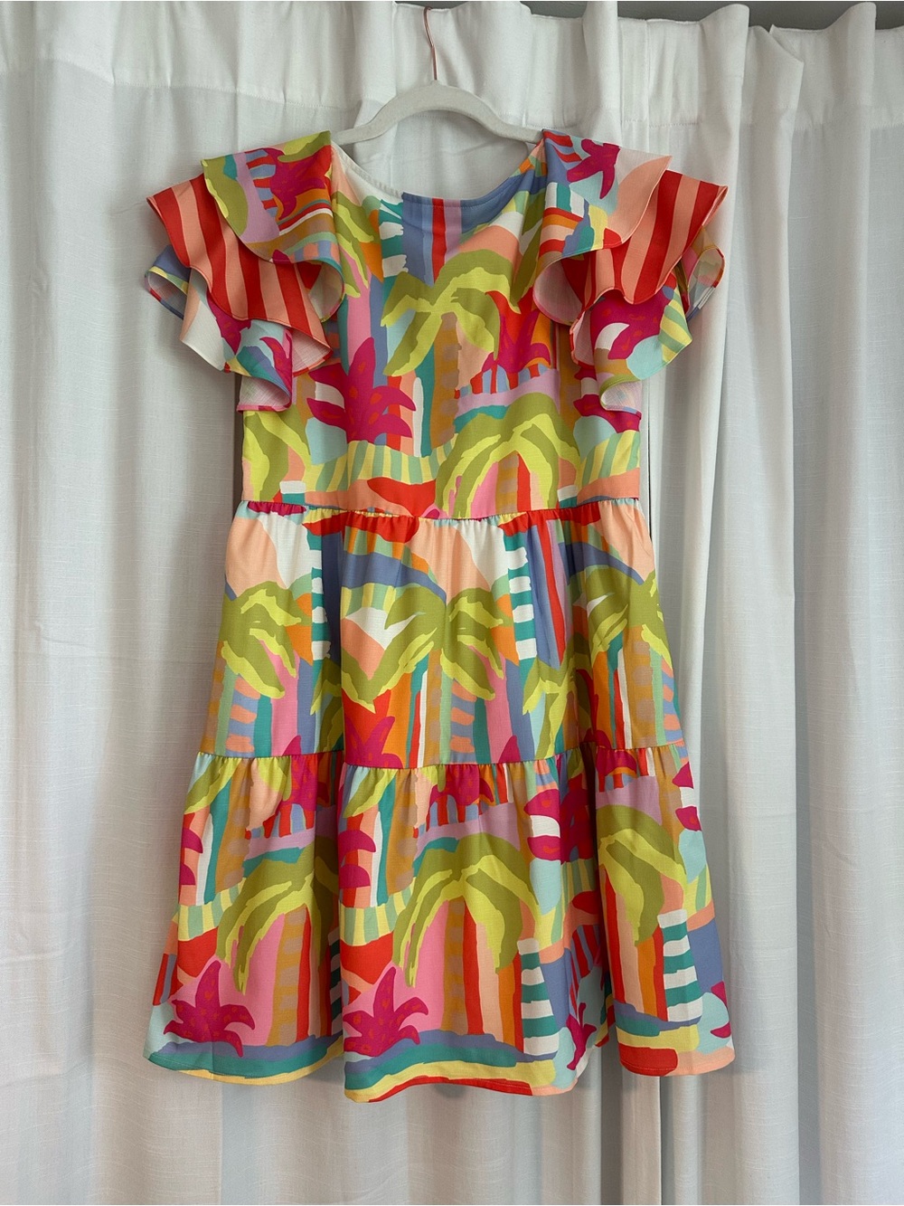 CROSBY by Mollie Burch Multicolor Tropical Ruffle Mini Dress - Picture 3 of 4